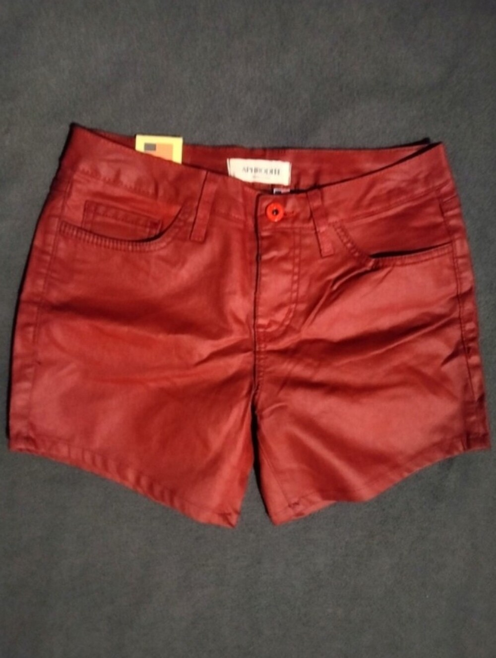 Women's Red Faux-Leather Shorts